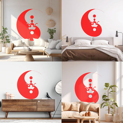 Fine Carving Decals Yin Yang Symbol Sitting Yoga Circle Store Decoration