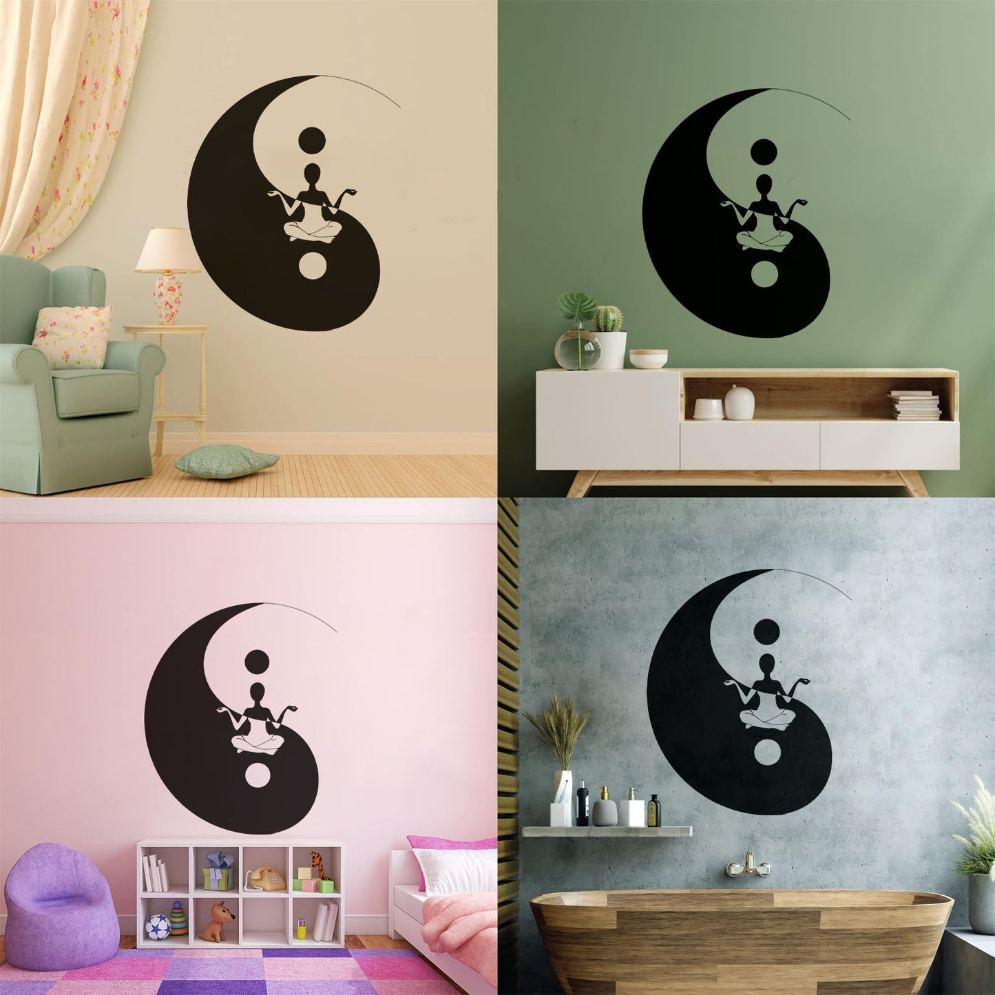 Fine Carving Decals Yin Yang Symbol Sitting Yoga Circle Store Decoration