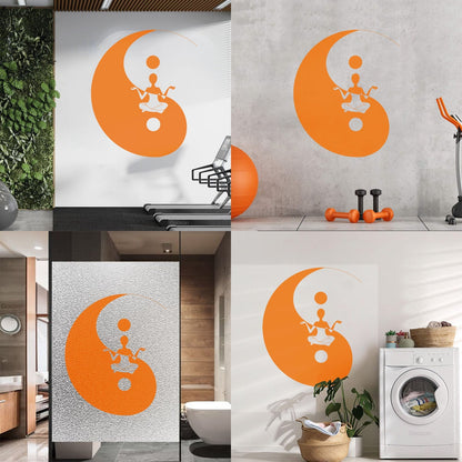 Fine Carving Decals Yin Yang Symbol Sitting Yoga Circle Store Decoration