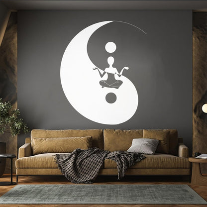 Fine Carving Decals Yin Yang Symbol Sitting Yoga Circle Store Decoration