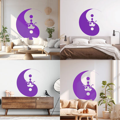 Fine Carving Decals Yin Yang Symbol Sitting Yoga Circle Store Decoration