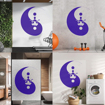 Fine Carving Decals Yin Yang Symbol Sitting Yoga Circle Store Decoration