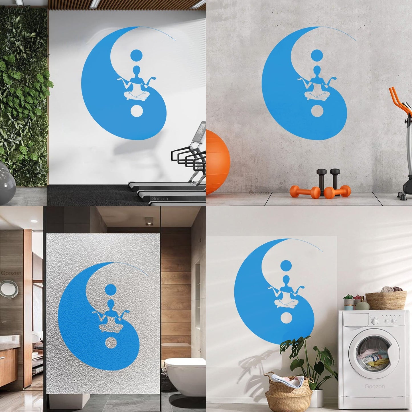 Fine Carving Decals Yin Yang Symbol Sitting Yoga Circle Store Decoration