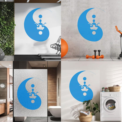 Fine Carving Decals Yin Yang Symbol Sitting Yoga Circle Store Decoration