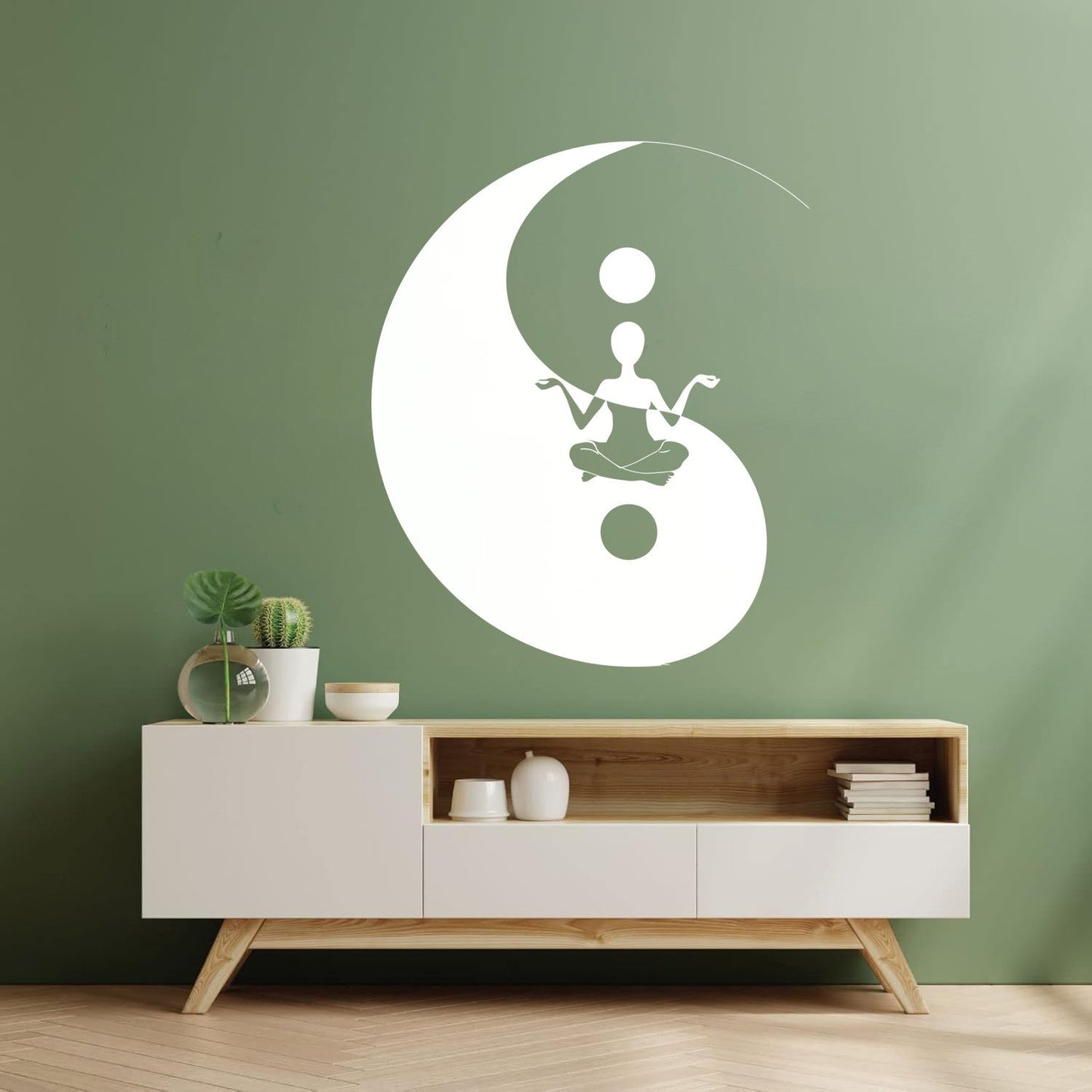 Fine Carving Decals Yin Yang Symbol Sitting Yoga Circle Store Decoration