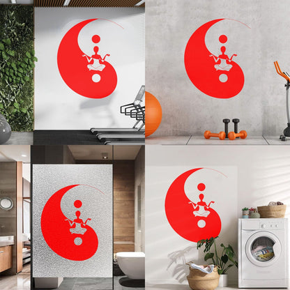 Fine Carving Decals Yin Yang Symbol Sitting Yoga Circle Store Decoration