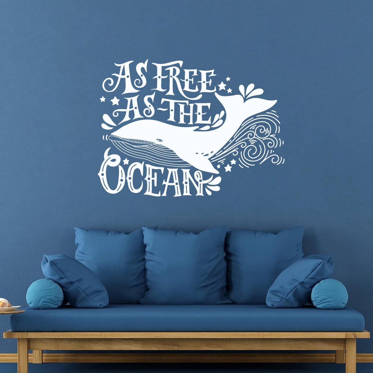 Vinyl Wall Stickers Ocean Quote Whale As Free As Ocean Home Easy Installation