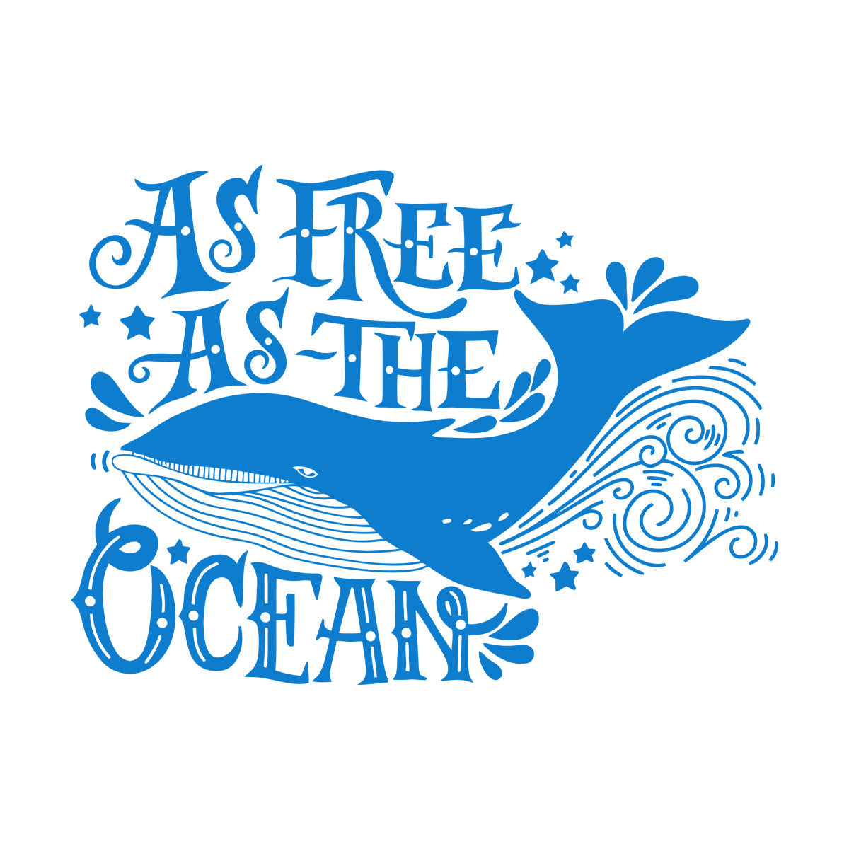 Vinyl Wall Stickers Ocean Quote Whale As Free As Ocean Home Easy Installation