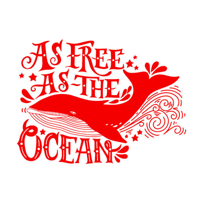 Vinyl Wall Stickers Ocean Quote Whale As Free As Ocean Home Easy Installation
