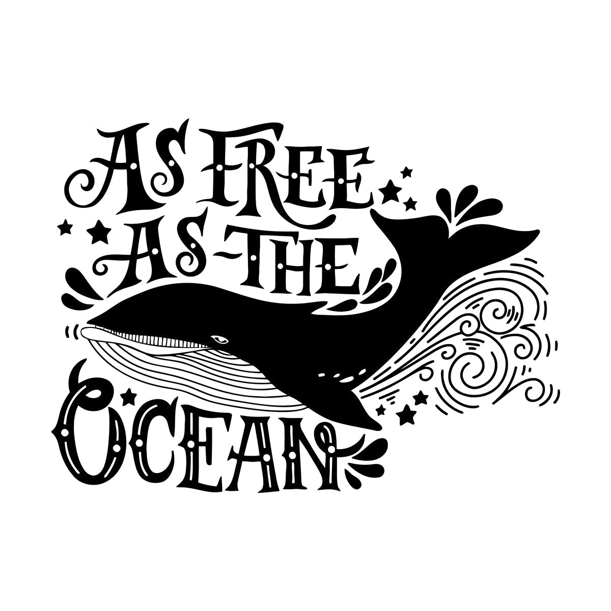 Vinyl Wall Stickers Ocean Quote Whale As Free As Ocean Home Easy Installation