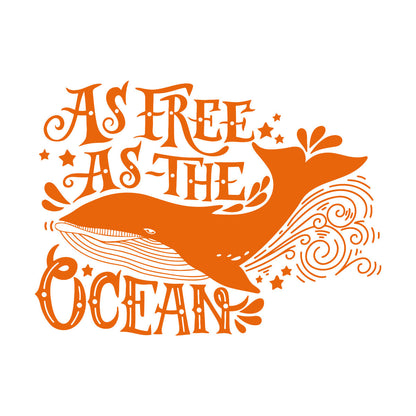 Vinyl Wall Stickers Ocean Quote Whale As Free As Ocean Home Easy Installation