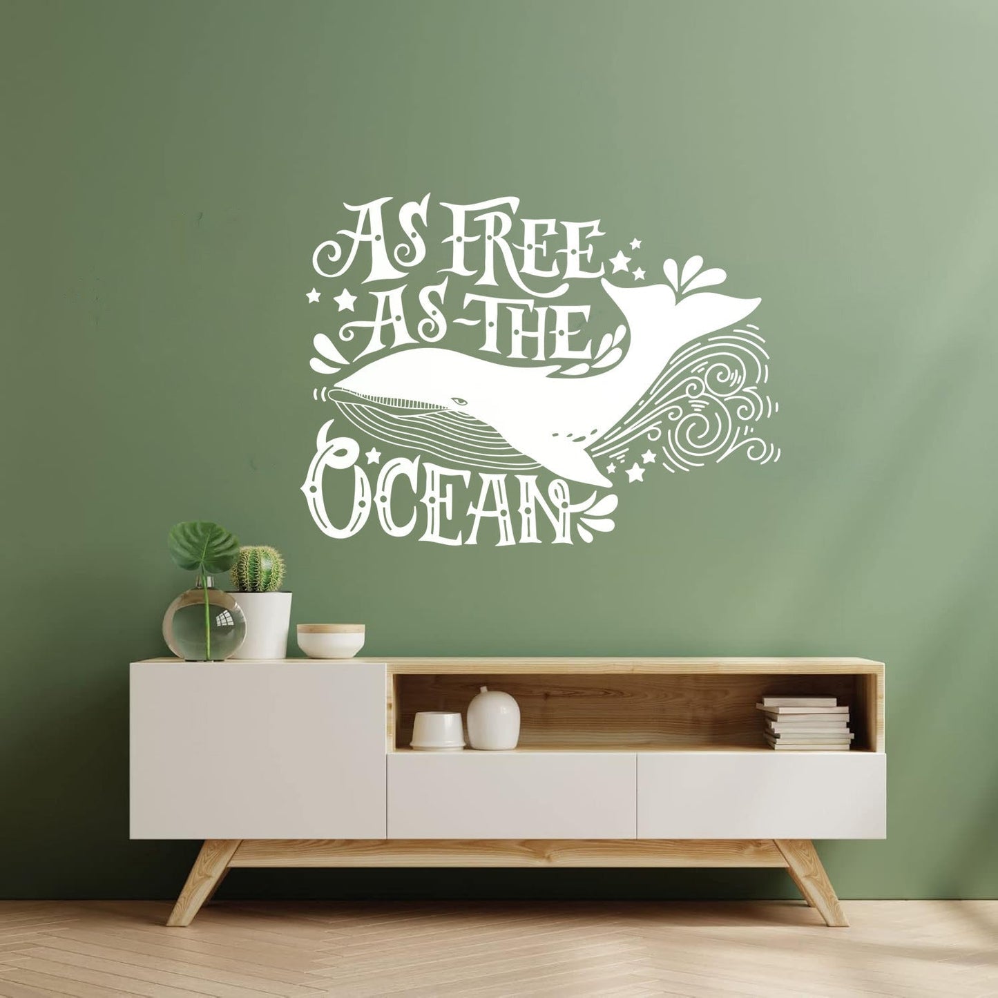Vinyl Wall Stickers Ocean Quote Whale As Free As Ocean Home Easy Installation