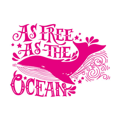 Vinyl Wall Stickers Ocean Quote Whale As Free As Ocean Home Easy Installation