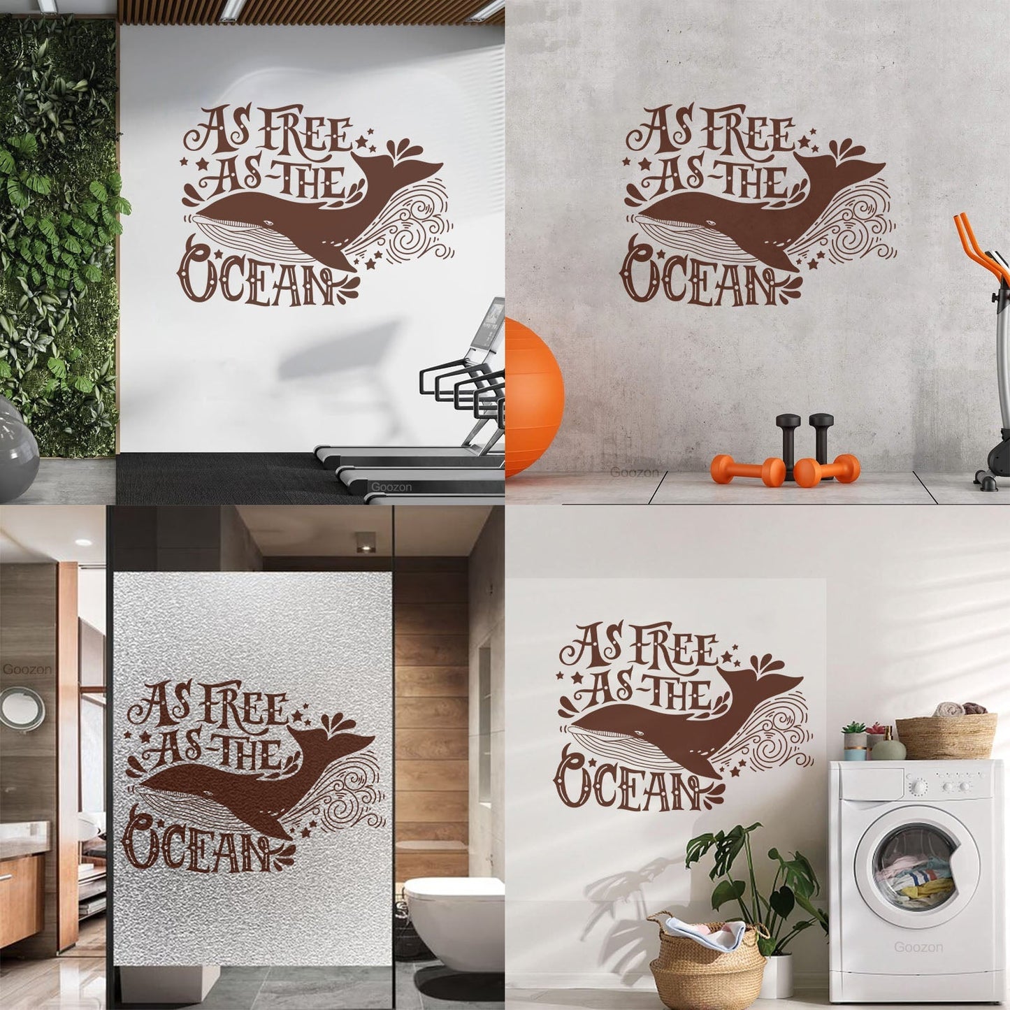 Vinyl Wall Stickers Ocean Quote Whale As Free As Ocean Home Easy Installation