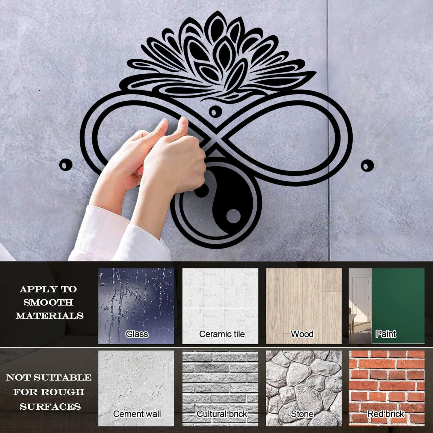 Engraving Stickers Buddha Infinity Lotus Ying Yang Home Glass Stickers