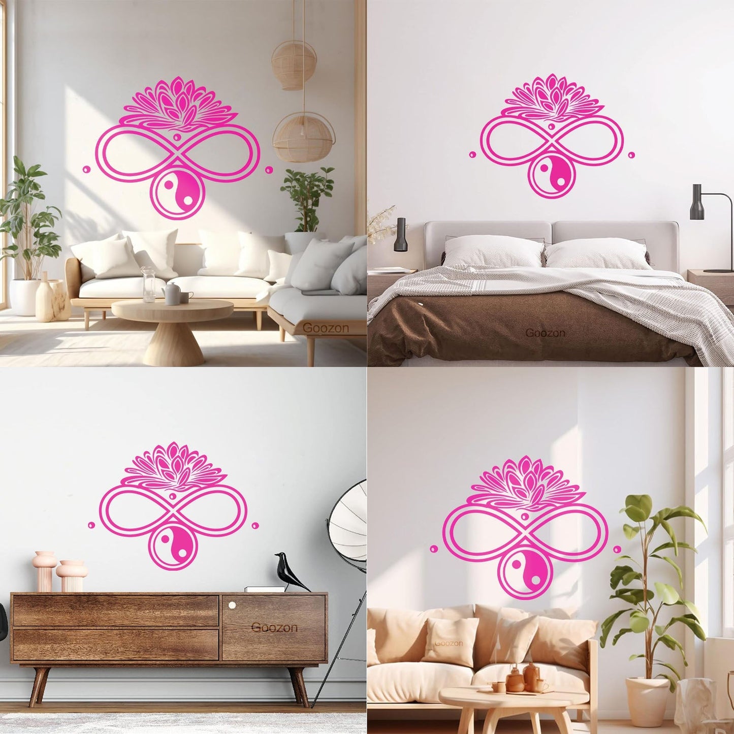 Engraving Stickers Buddha Infinity Lotus Ying Yang Home Glass Stickers