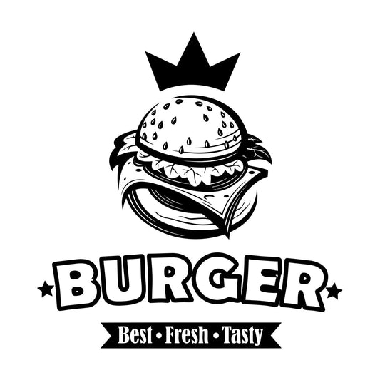 Engraving Decals Burger Food Lettering Fast Food Best Tasty Fresh Do Not Damage The Wall Surface