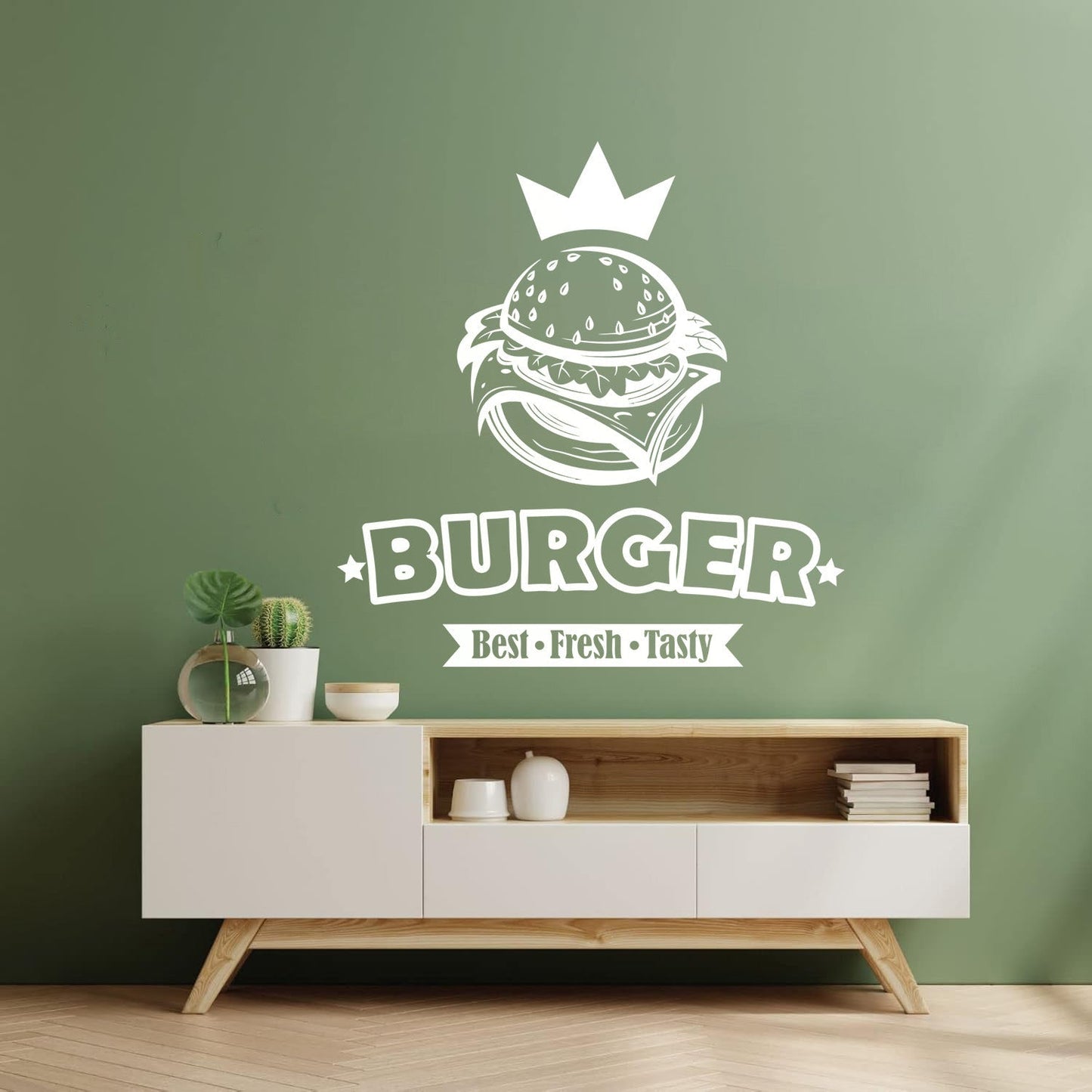 Engraving Decals Burger Food Lettering Fast Food Best Tasty Fresh Do Not Damage The Wall Surface