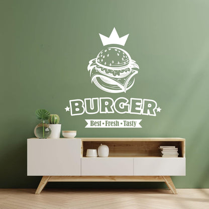 Engraving Decals Burger Food Lettering Fast Food Best Tasty Fresh Do Not Damage The Wall Surface