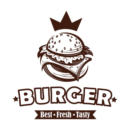 Engraving Decals Burger Food Lettering Fast Food Best Tasty Fresh Do Not Damage The Wall Surface