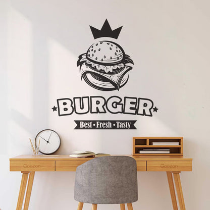 Engraving Decals Burger Food Lettering Fast Food Best Tasty Fresh Do Not Damage The Wall Surface