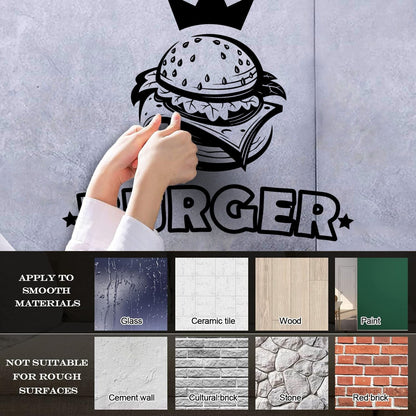 Engraving Decals Burger Food Lettering Fast Food Best Tasty Fresh Do Not Damage The Wall Surface