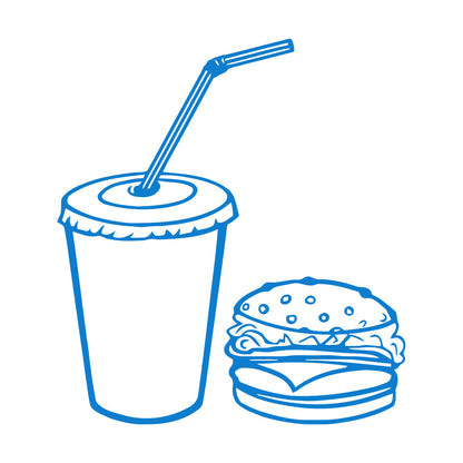Wall Vinyl Sticker Decor Fast Food Rapid Delicious Cola Hamburger Cutlet Easy Installation