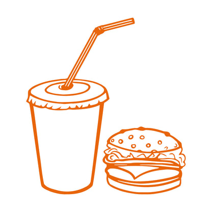 Wall Vinyl Sticker Decor Fast Food Rapid Delicious Cola Hamburger Cutlet Easy Installation