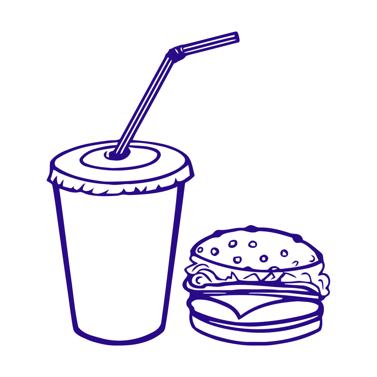 Wall Vinyl Sticker Decor Fast Food Rapid Delicious Cola Hamburger Cutlet Easy Installation