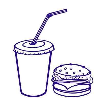 Wall Vinyl Sticker Decor Fast Food Rapid Delicious Cola Hamburger Cutlet Easy Installation