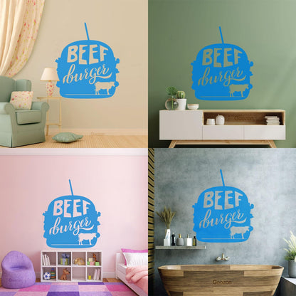 Beef Burger Dining Cafe Fast Food Fine Carving Stickers Art Mural Painting