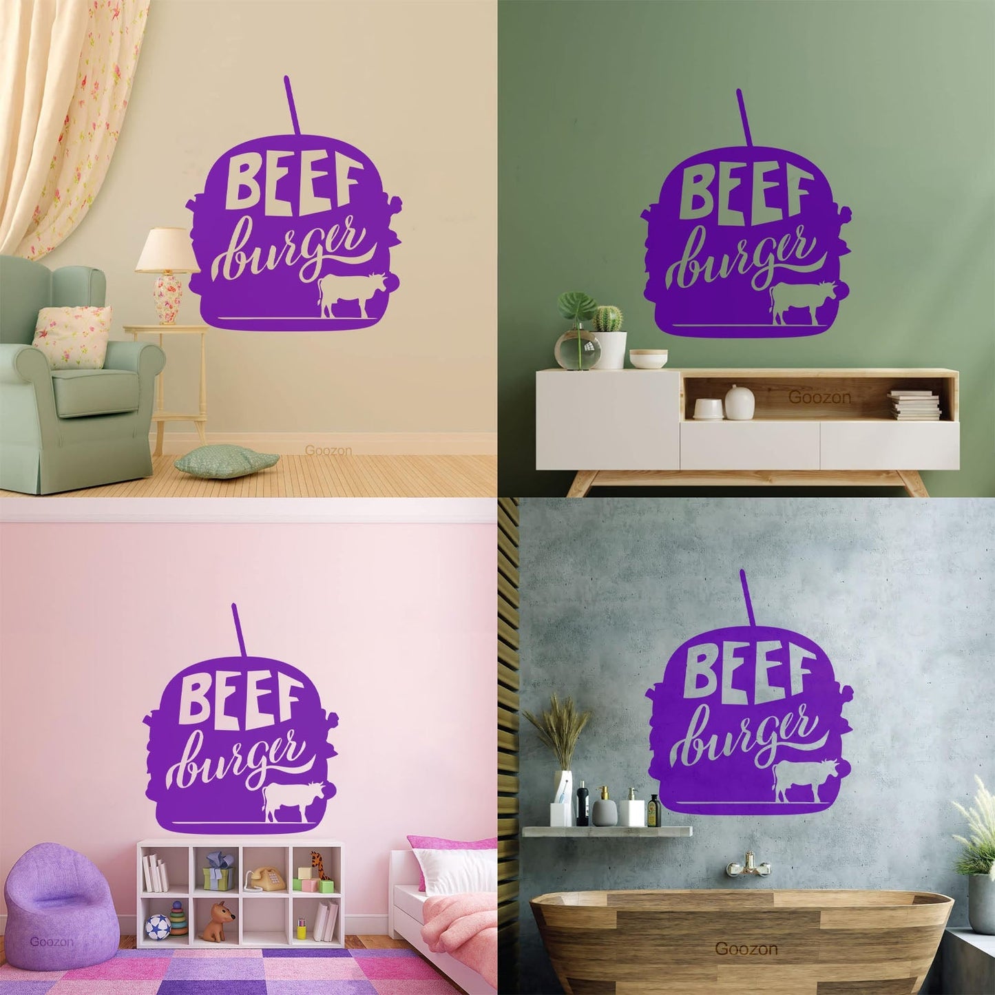 Beef Burger Dining Cafe Fast Food Fine Carving Stickers Art Mural Painting