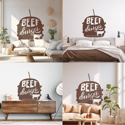Beef Burger Dining Cafe Fast Food Fine Carving Stickers Art Mural Painting
