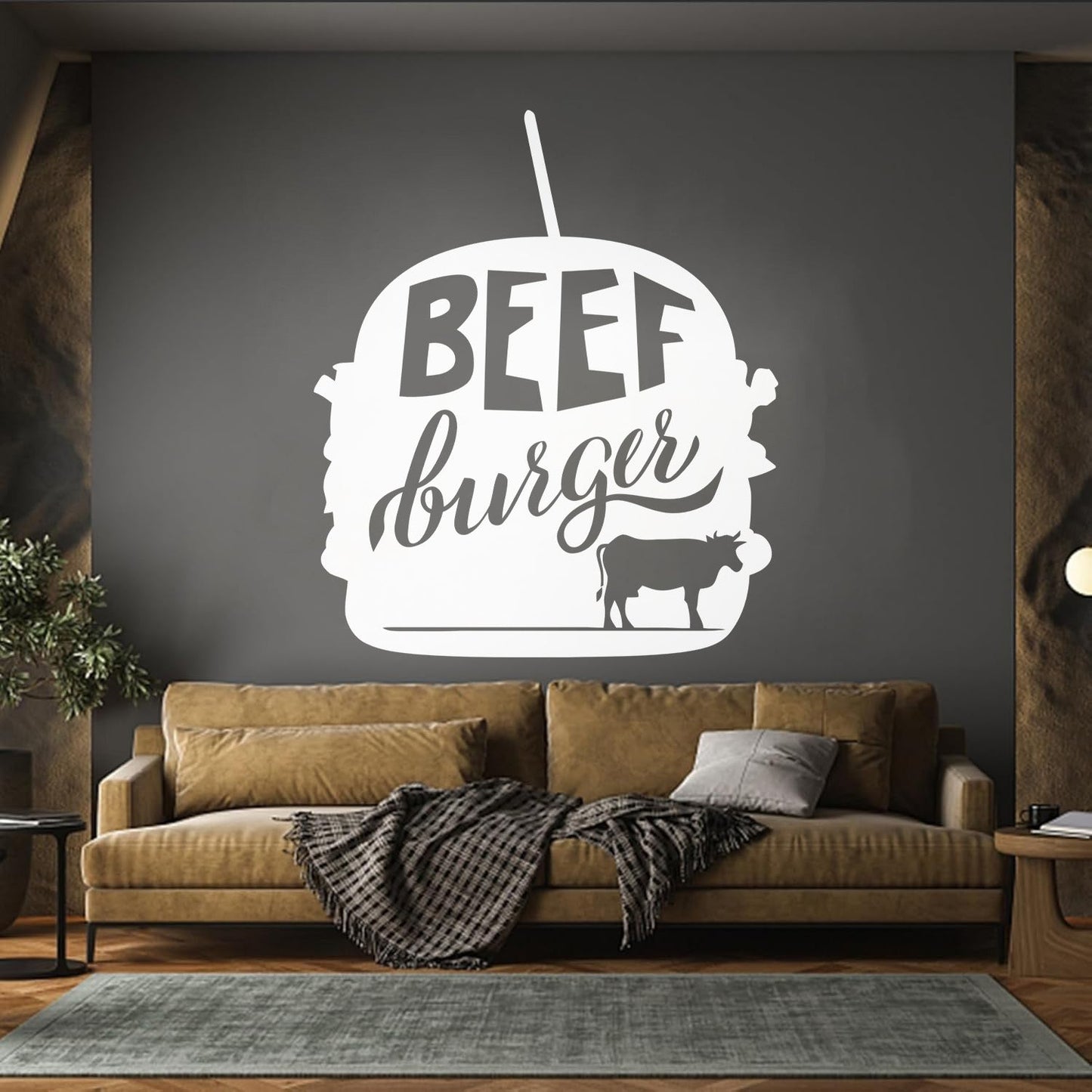Beef Burger Dining Cafe Fast Food Fine Carving Stickers Art Mural Painting