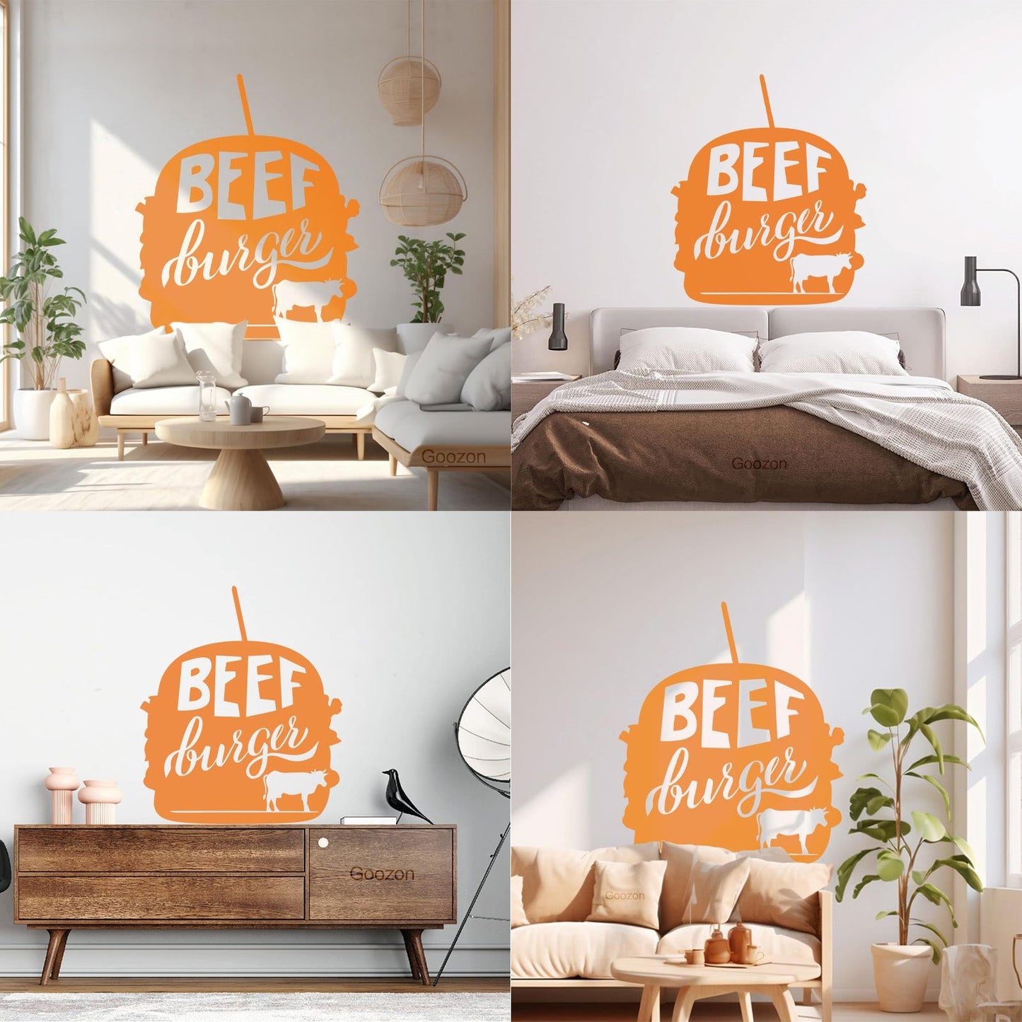 Beef Burger Dining Cafe Fast Food Fine Carving Stickers Art Mural Painting