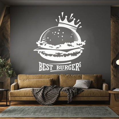 Wall Stickers Best Burgers Crown Fast Food Cafe Multiple Size Options