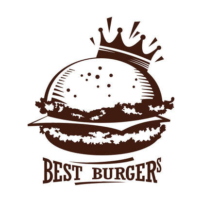 Wall Stickers Best Burgers Crown Fast Food Cafe Multiple Size Options