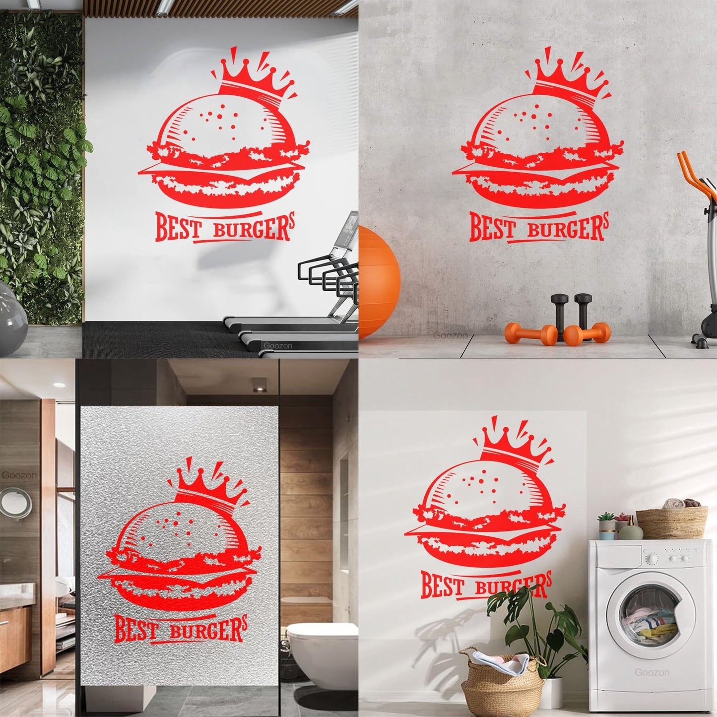 Wall Stickers Best Burgers Crown Fast Food Cafe Multiple Size Options