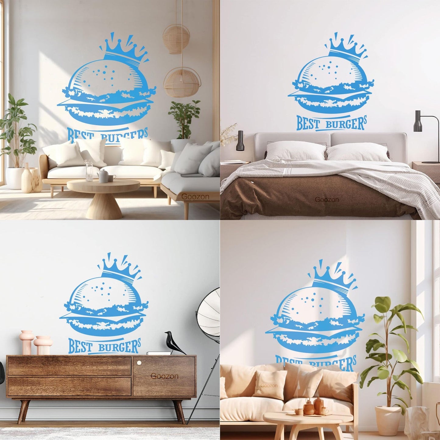 Wall Stickers Best Burgers Crown Fast Food Cafe Multiple Size Options