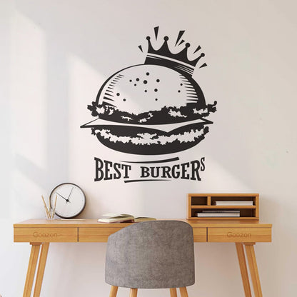 Wall Stickers Best Burgers Crown Fast Food Cafe Multiple Size Options