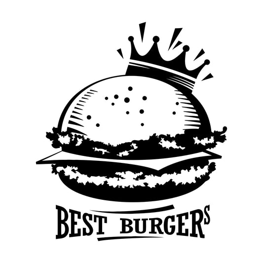 Wall Stickers Best Burgers Crown Fast Food Cafe Multiple Size Options