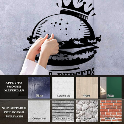 Wall Stickers Best Burgers Crown Fast Food Cafe Multiple Size Options