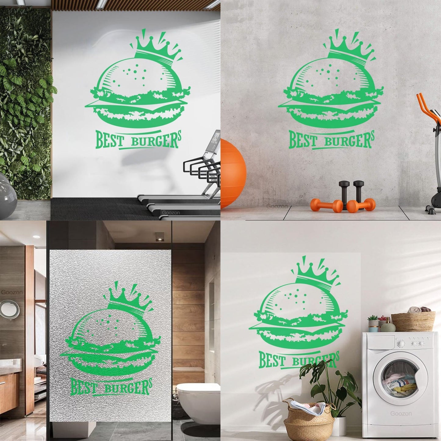 Wall Stickers Best Burgers Crown Fast Food Cafe Multiple Size Options