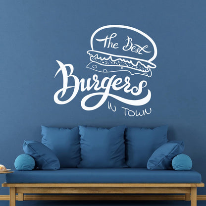 Fine Carving Decals Best Burgers Town Fast Food Cafe Idea Waterproof