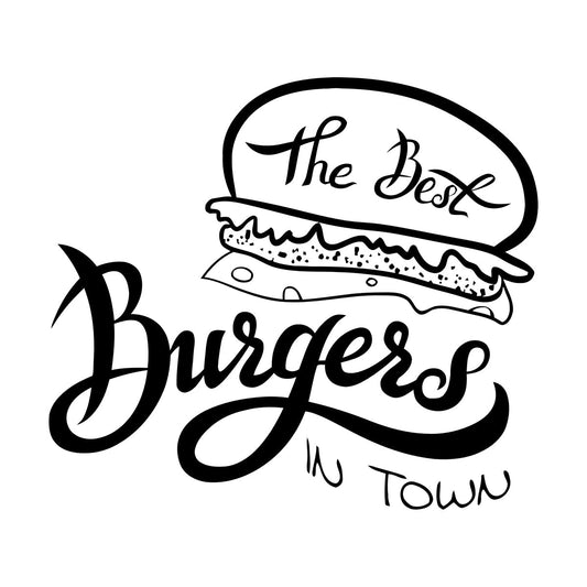 Fine Carving Decals Best Burgers Town Fast Food Cafe Idea Waterproof