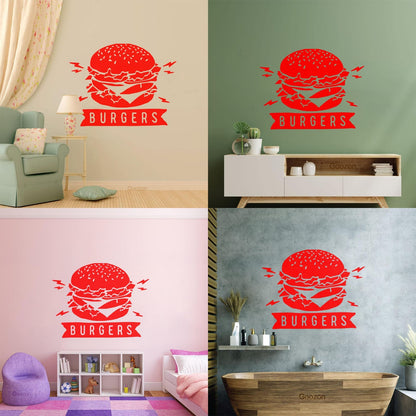 Wall Decals Pvc Burgers Fast Food Restaurant Dining Room Art Decoration