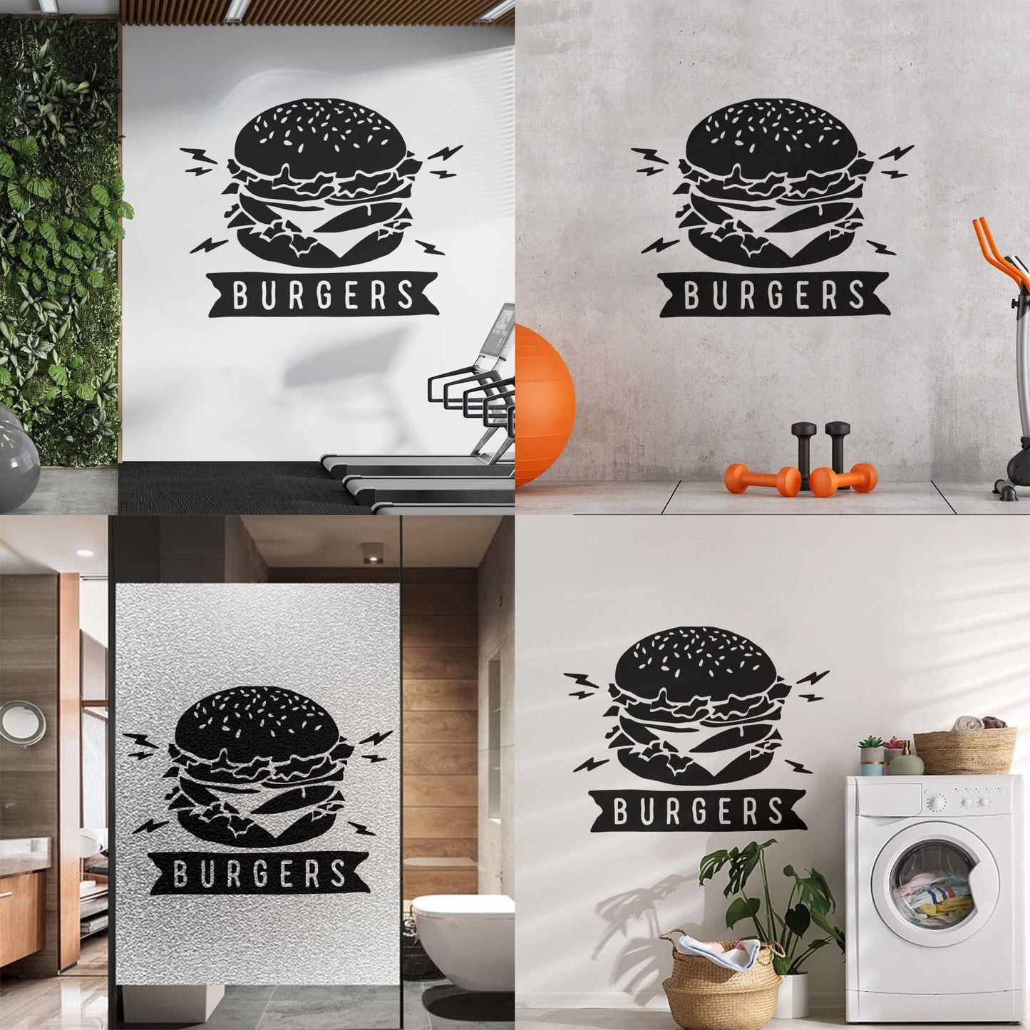 Wall Decals Pvc Burgers Fast Food Restaurant Dining Room Art Decoration