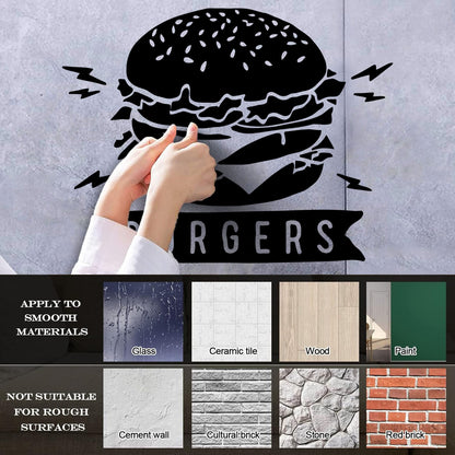 Wall Decals Pvc Burgers Fast Food Restaurant Dining Room Art Decoration
