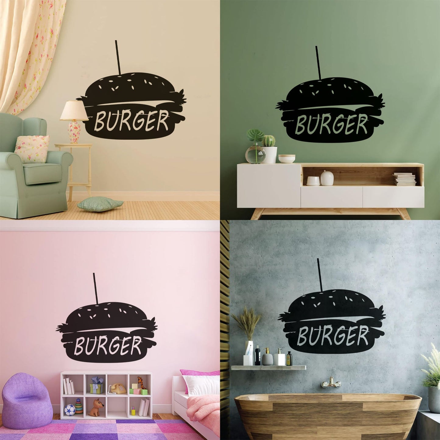 Lettering Stickers Dinning Burger Fast Food Cafe Kitchen Wall Beautification