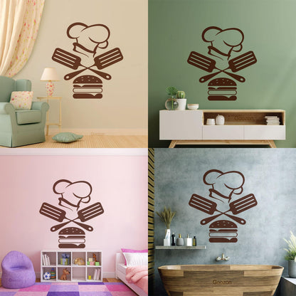 Mural And Wall Vinyl Decal Fast Food Restaurant Burger Cap Dining Kitchen Removable Without Leaving Glue